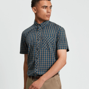 Ben Sherman S/S Check Shirt in Teal